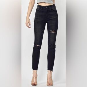 Risen High Rise Distressed Straight Leg Jeans - Size 5/27